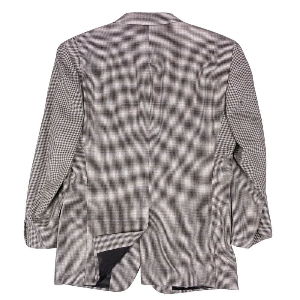 Jos A Bank Sport Coat Mens 46L White Black Silk Wool Houndstooth Blazer Jacket